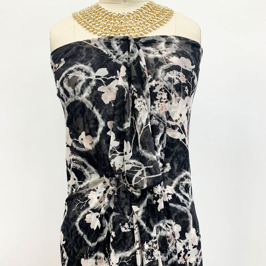 DP-1479-453-CHARCOAL-BLUSH - PRINTED POLY POWER MESH 92%POLY 8%SPANDEX