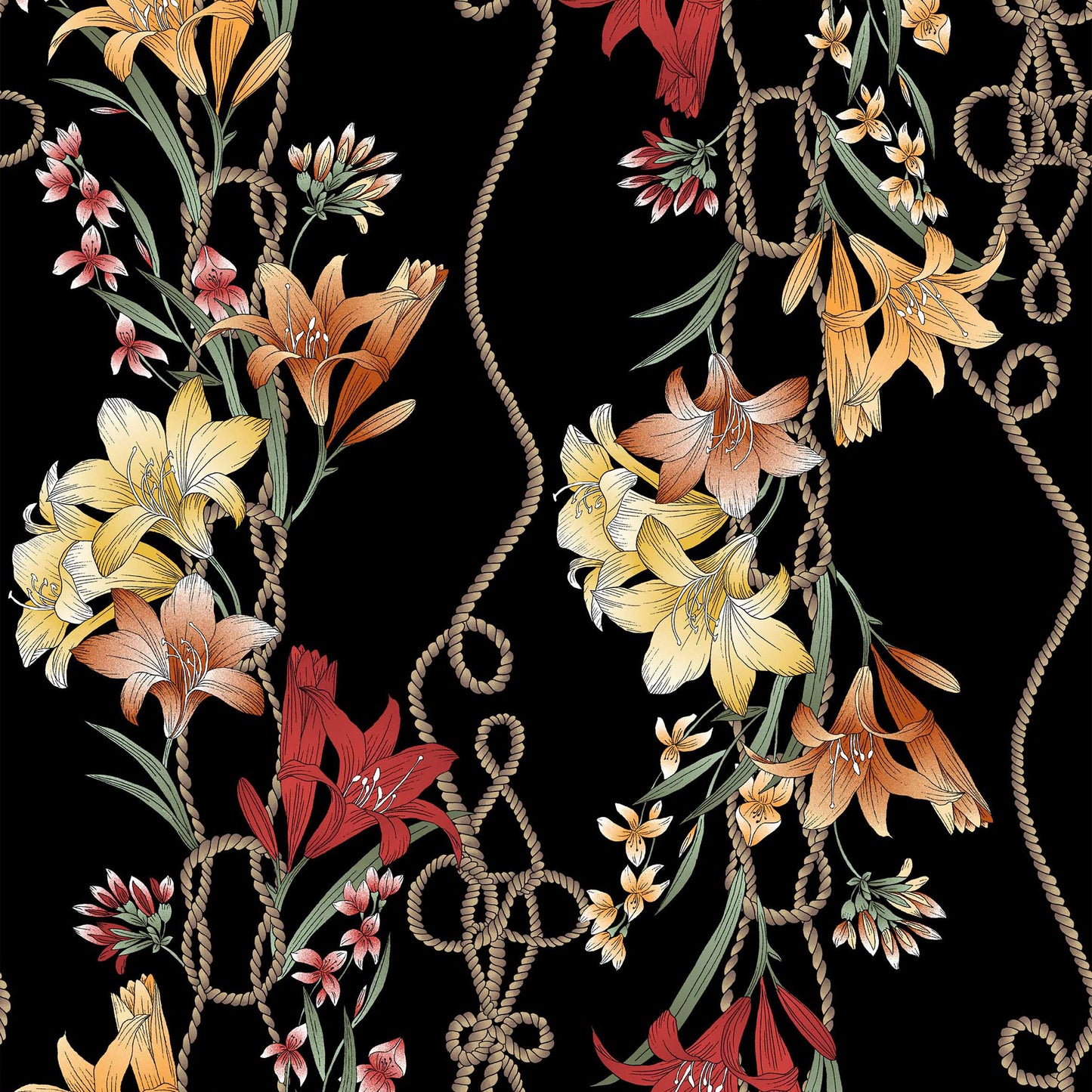 DP-1489-504-BLACK-SPICY-ORANGE - PRINTED WOOL DOBBY 100% POLYESTER