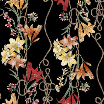 DP-1489-504-BLACK-SPICY-ORANGE - PRINTED WOOL DOBBY 100% POLYESTER