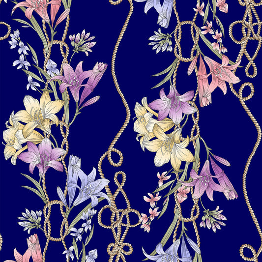 DP-1489-504-NAVY-ORCHID - PRINTED WOOL DOBBY 100% POLYESTER