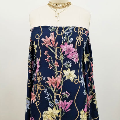 DP-1489-504-NAVY-ORCHID - PRINTED WOOL DOBBY 100% POLYESTER