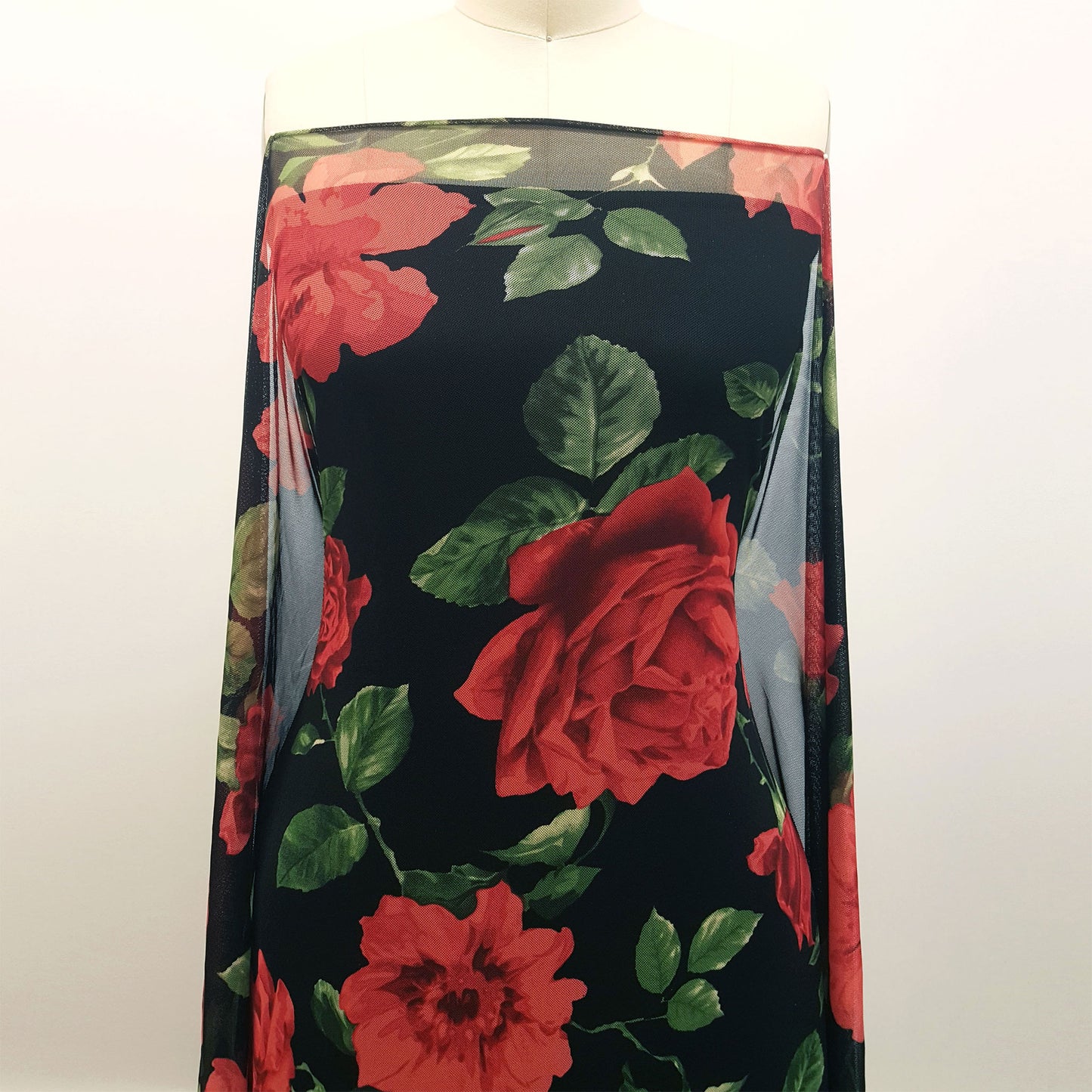 DP-1493-453-BLACK-RED - PRINTED POLY POWER MESH 92%POLY 8%SPANDEX