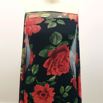 DP-1493-453-BLACK-RED - PRINTED POLY POWER MESH 92%POLY 8%SPANDEX