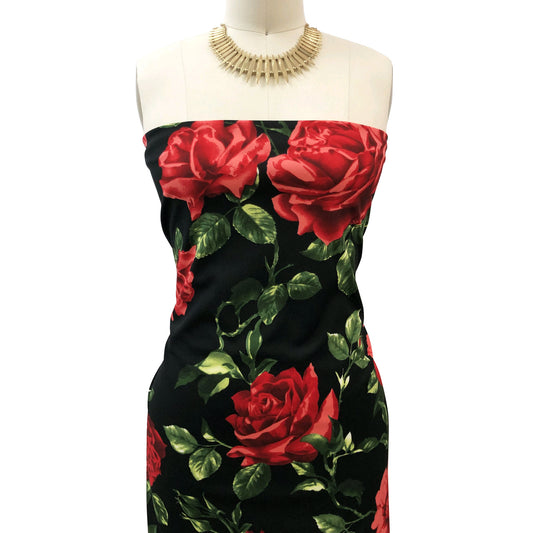 DP-1493-702-BLACK-RED - PRINTED SCUBA CREPE 97% POLY 3% SPANDEX