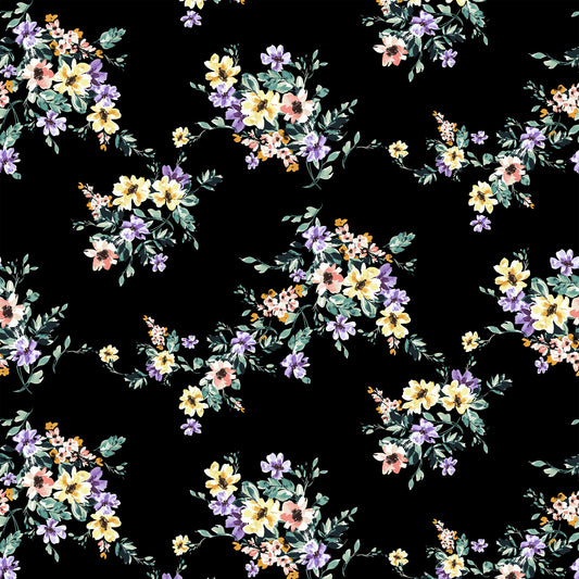 DP-1496-506-BLACK-SUNSHINE-PRINTED FRENCH TERRY 63%POLY  33%RAYON  4% SPANDEX