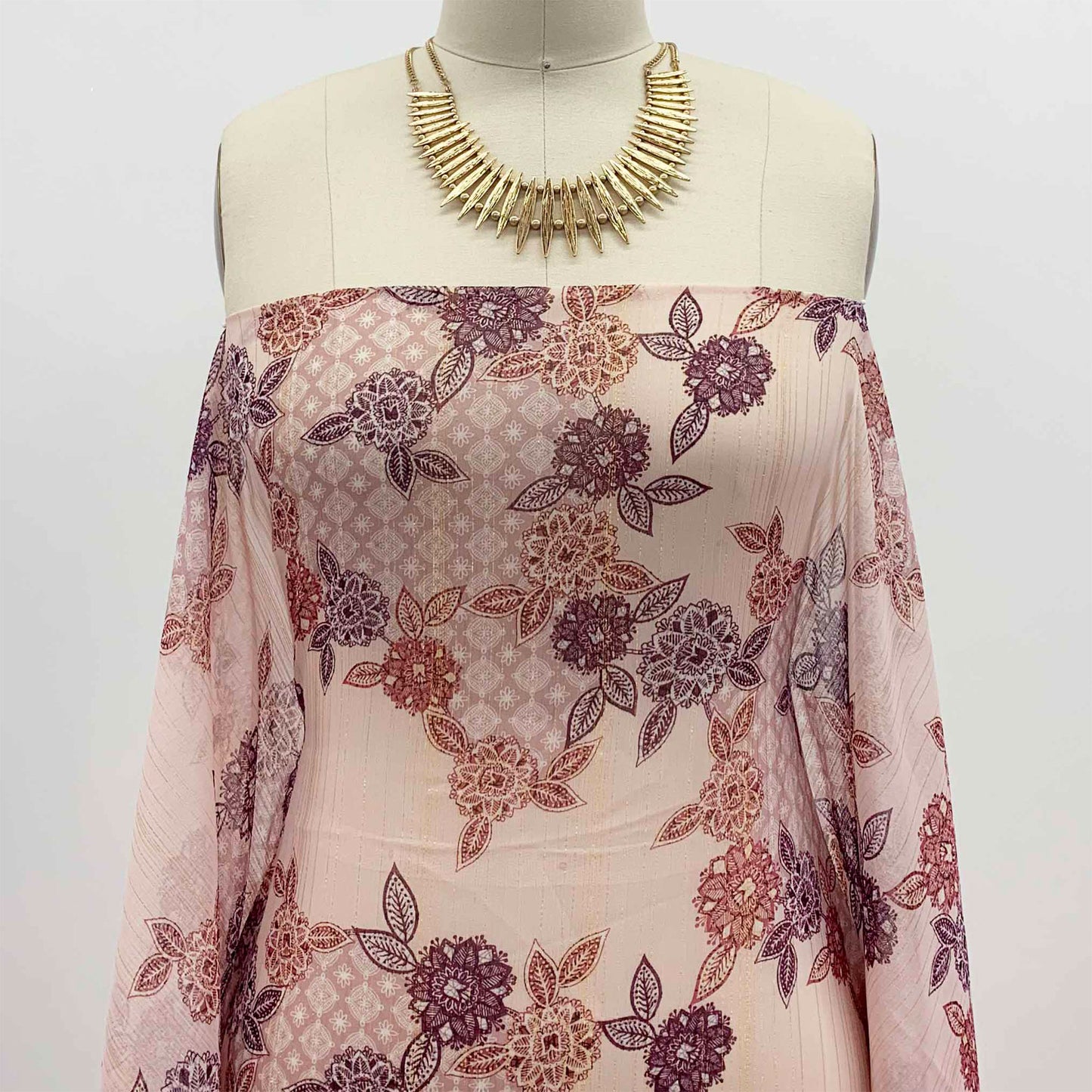 DP-1499-762-LUR-BLUSH-GOLD - PRINTED YORYU CHIFFON WITH LUREX 100% POLY