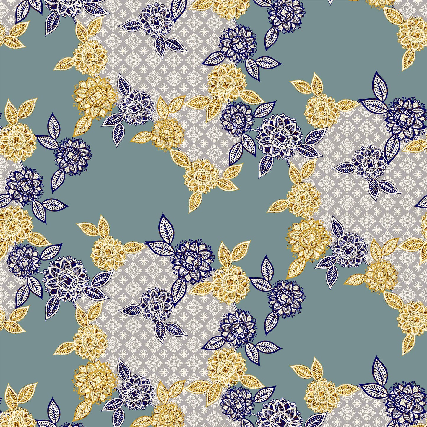 DP-1499-762-LUR-MINERAL-BLUE-GOLD - PRINTED YORYU CHIFFON WITH LUREX 100% POLY