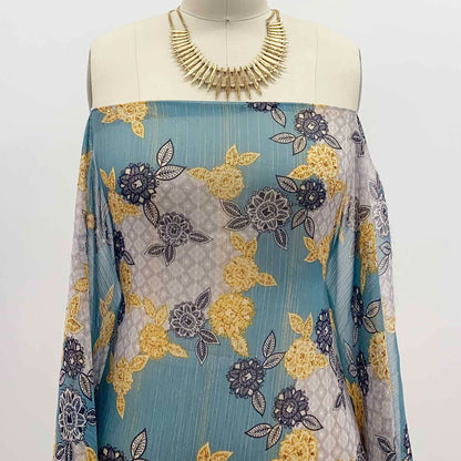 DP-1499-762-LUR-MINERAL-BLUE-GOLD - PRINTED YORYU CHIFFON WITH LUREX 100% POLY