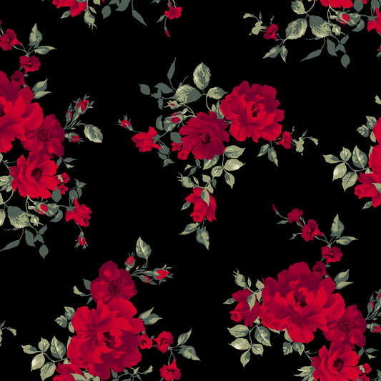 DP-1504-772-BLACK-RED - 95% POLY 5% SPANDEX VELVET BURNT-OUT RIB