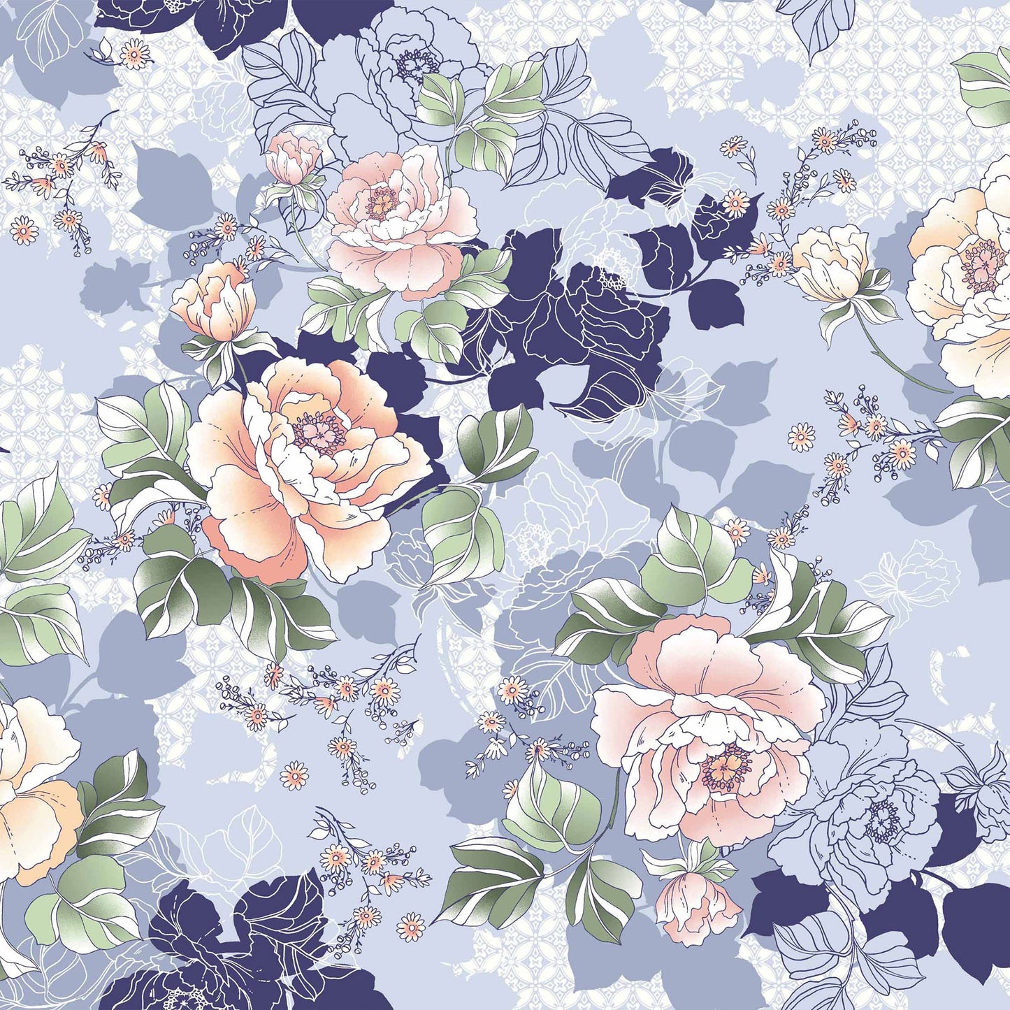 DP-1543-754-SKY-BLUE-APRICOT - PRINTED POLY MOROCCAN 100% POLY