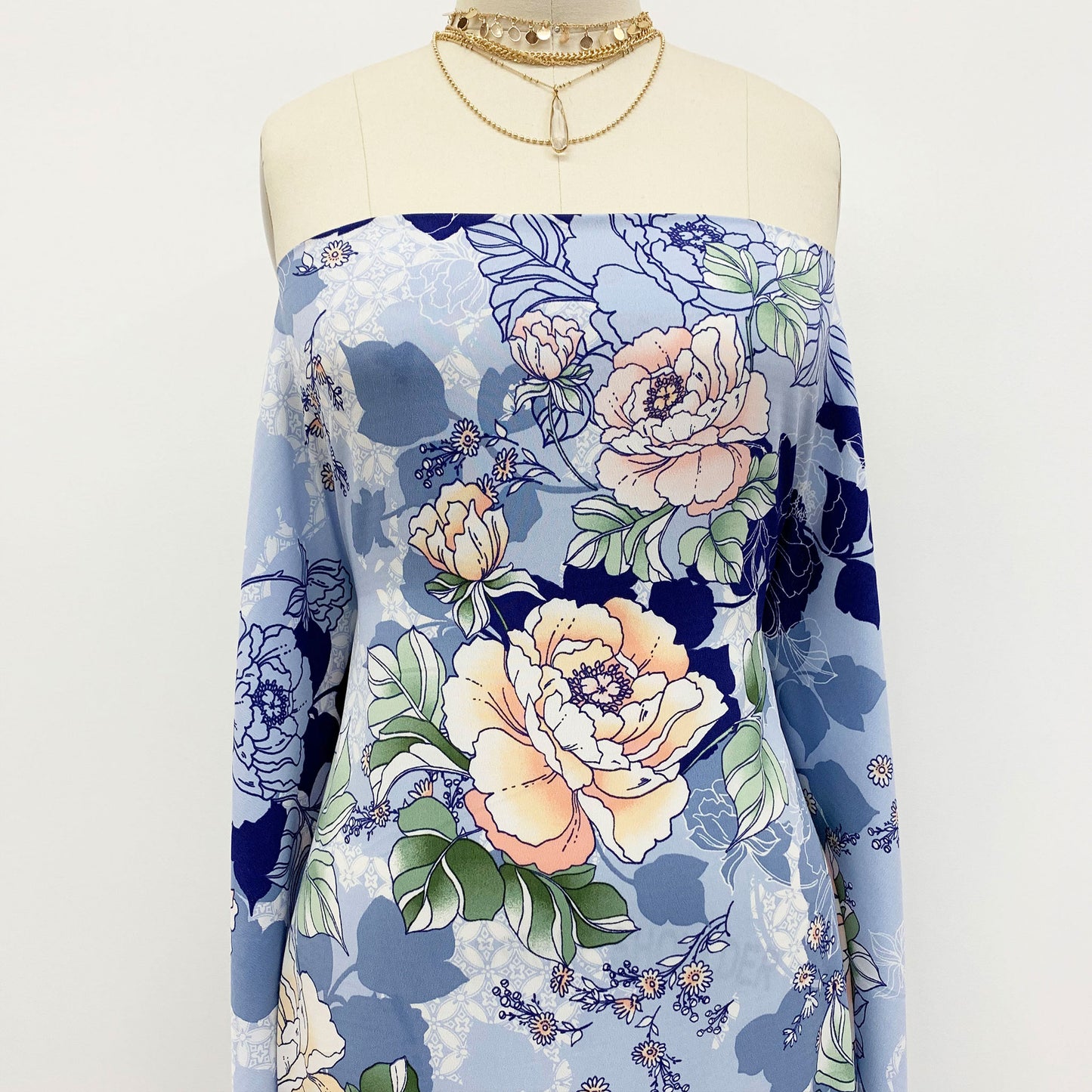 DP-1543-754-SKY-BLUE-APRICOT - PRINTED POLY MOROCCAN 100% POLY