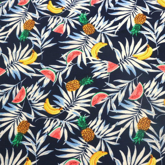 DP-1576-586-NAVY-WATERMELON - PRINTED CREPE CHIFFON 97% POLY 3% SPANDEX