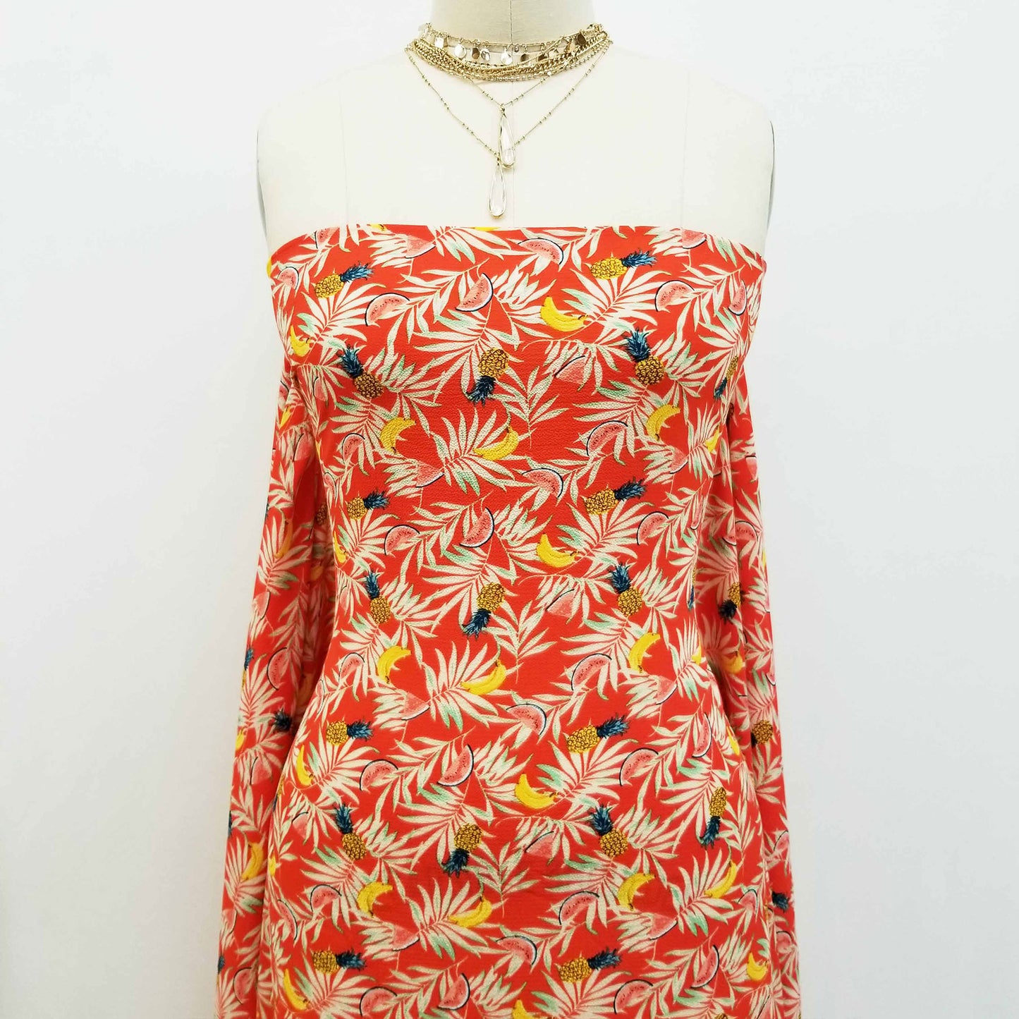 DP-1576-586-SPICE-ORANGE-BANANA - PRINTED CREPE CHIFFON 97% POLY 3% SPANDEX