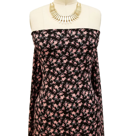 DP-1655-504-BLACK-PINK - PRINTED WOOL DOBBY 100% POLYESTER