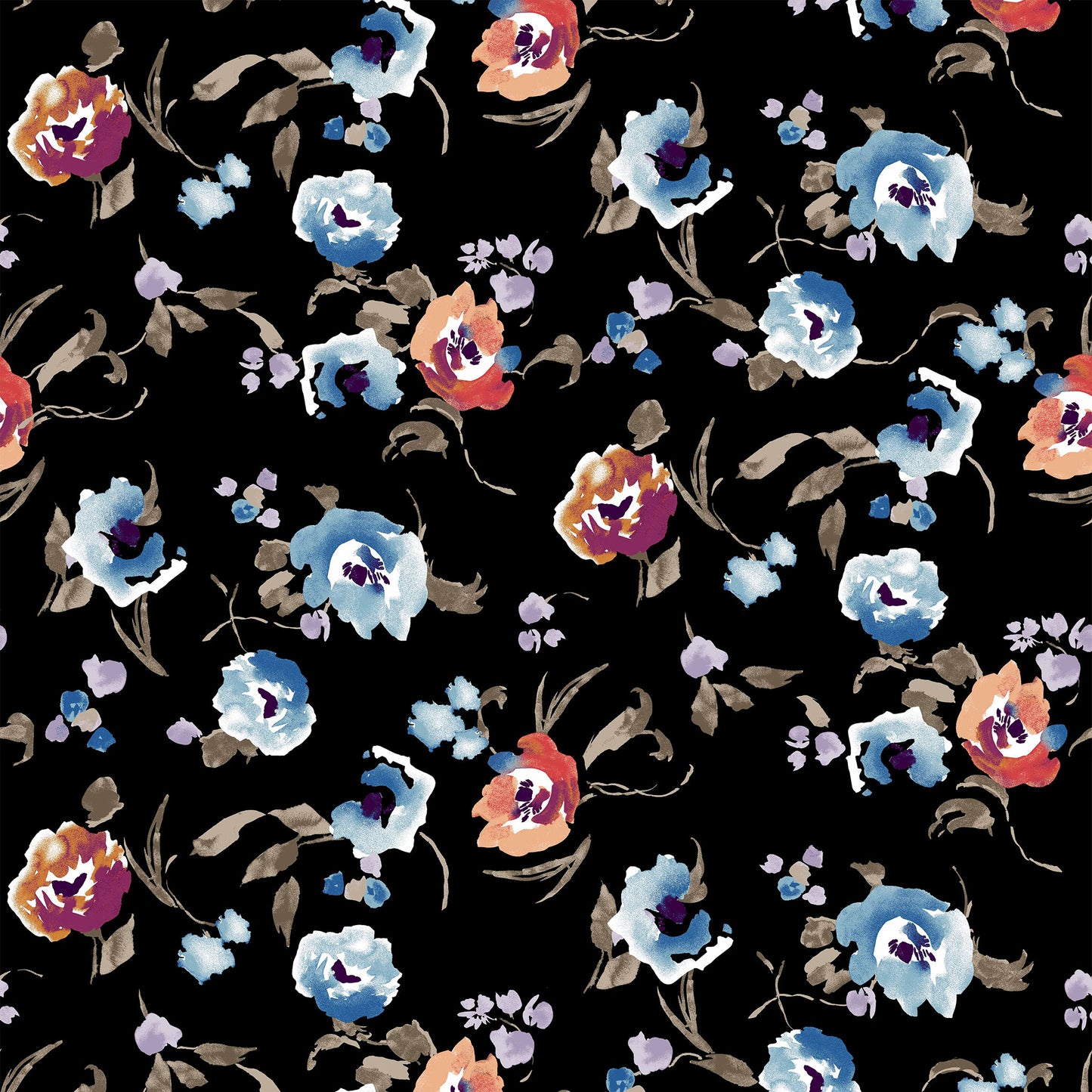 DP-167-504-BLACK-DUSTY-TURQUOISE - PRINTED WOOL DOBBY 100% POLYESTER