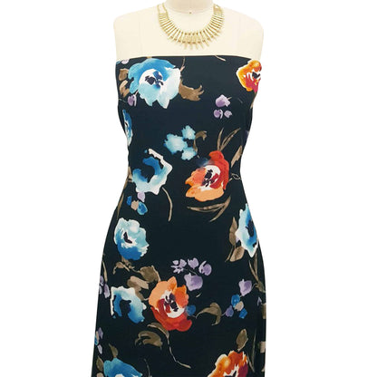 DP-167-504-BLACK-DUSTY-TURQUOISE - PRINTED WOOL DOBBY 100% POLYESTER