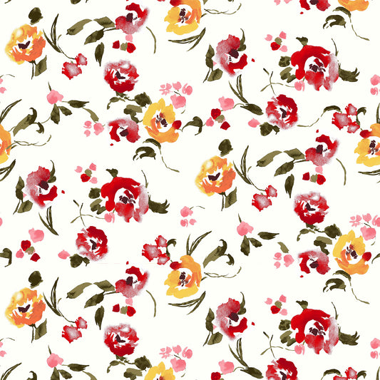 DP-167-504-OFFWHITE-RED - PRINTED WOOL DOBBY 100% POLYESTER