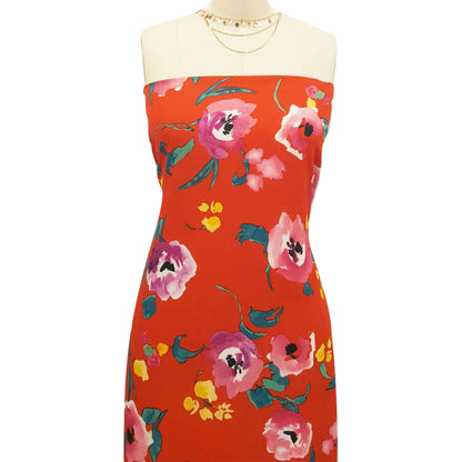 DP-167-504-RED-DUSTY-PINK - PRINTED WOOL DOBBY 100% POLYESTER