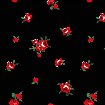 DP-1698-586-BLACK-RED - PRINTED CREPE CHIFFON 97% POLY 3% SPANDEX