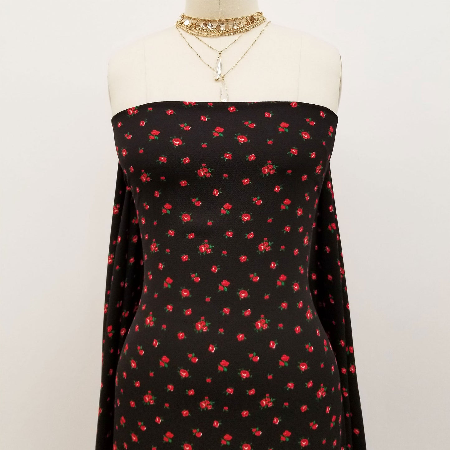 DP-1698-586-BLACK-RED - PRINTED CREPE CHIFFON 97% POLY 3% SPANDEX