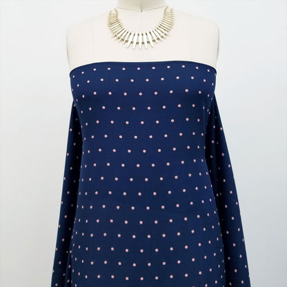 DP-185-504-004-NAVY-CORAL - PRINTED WOOL DOBBY 100% POLYESTER