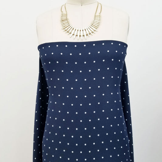 DP-185-504-005-NAVY-OFF-WHITE - PRINTED WOOL DOBBY 100% POLYESTER