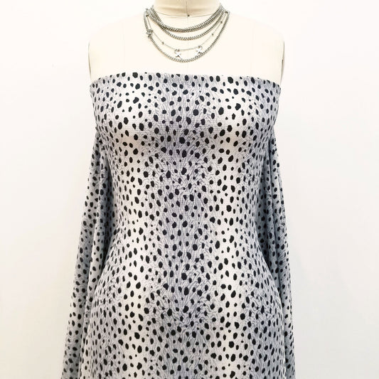 DP-1867-586-SILVER-CHARCOAL - PRINTED CREPE CHIFFON 97% POLY 3% SPANDEX