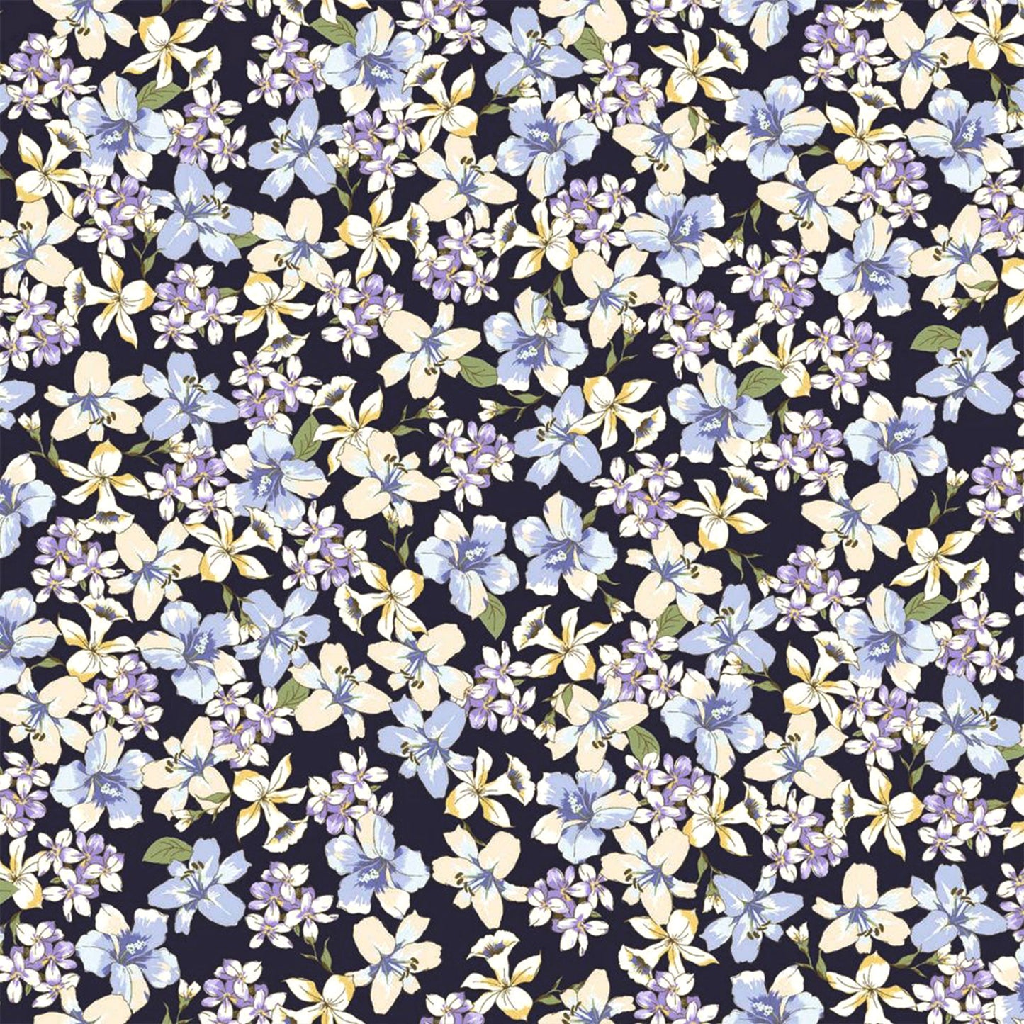 DP-1868-806-LUR-NAVY-BLUE - PRINTED SATIN CHIFFON W/ LUREX 100% POLYESTER