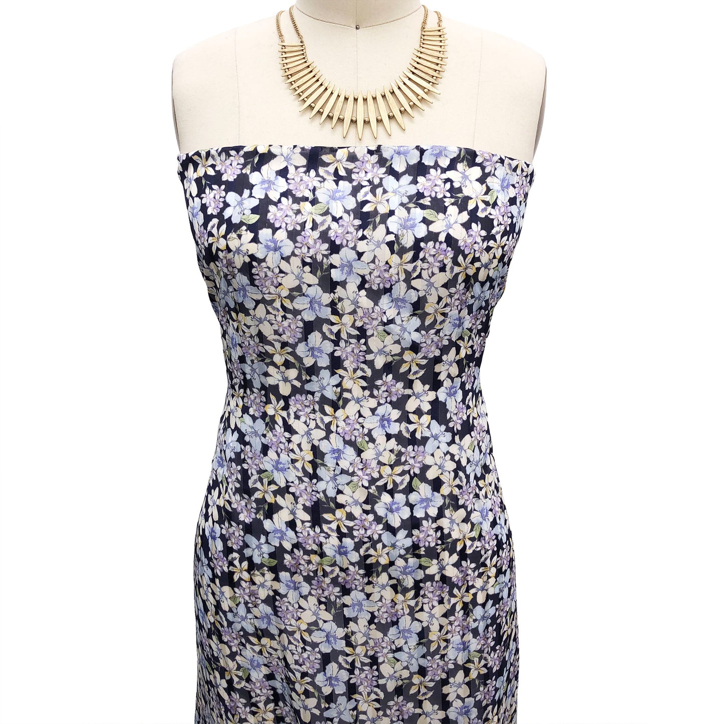 DP-1868-806-LUR-NAVY-BLUE - PRINTED SATIN CHIFFON W/ LUREX 100% POLYESTER