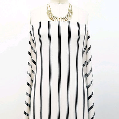DP-190-586-OFFWHITE-NAVY - PRINTED CREPE CHIFFON 97% POLY 3% SPANDEX