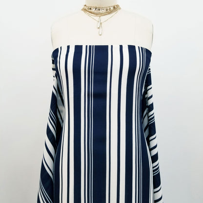 DP-247-586-NAVY-OFFWHITE - PRINTED CREPE CHIFFON 97% POLY 3% SPANDEX