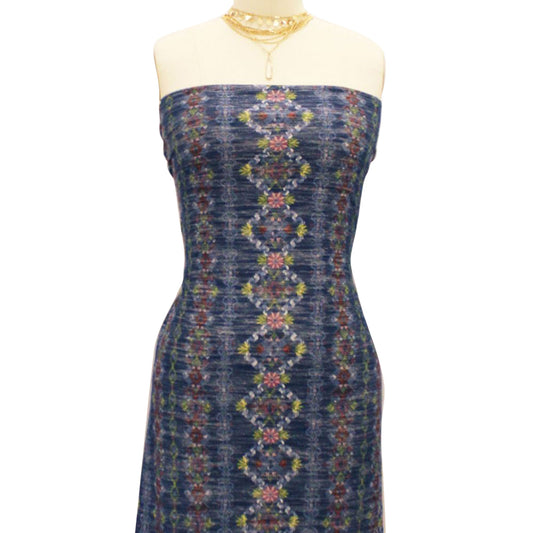 DP-33-596-NAVY-LIME-PRINTED FRENCH TERRY LOOP 65% RAYON 35% POLY SLUB FLEECE