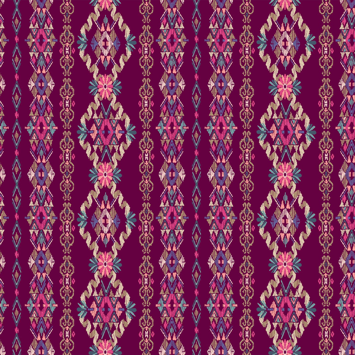 DP-33-596-RUBY-AQUA-PRINTED FRENCH TERRY LOOP 65% RAYON 35% POLY SLUB FLEECE