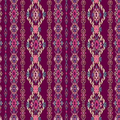 DP-33-596-RUBY-AQUA-PRINTED FRENCH TERRY LOOP 65% RAYON 35% POLY SLUB FLEECE