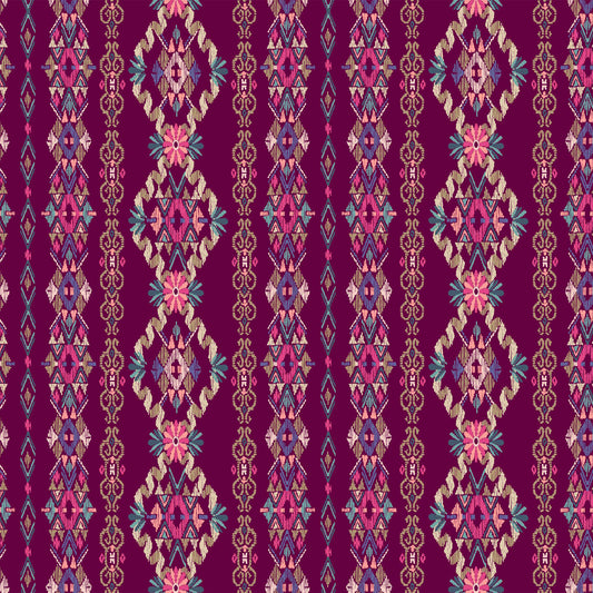 DP-33-596-RUBY-AQUA-PRINTED FRENCH TERRY LOOP 65% RAYON 35% POLY SLUB FLEECE