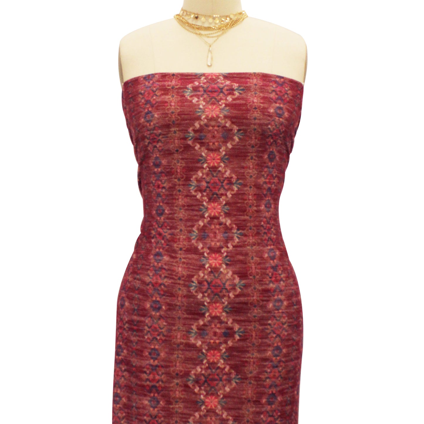 DP-33-596-RUBY-AQUA-PRINTED FRENCH TERRY LOOP 65% RAYON 35% POLY SLUB FLEECE