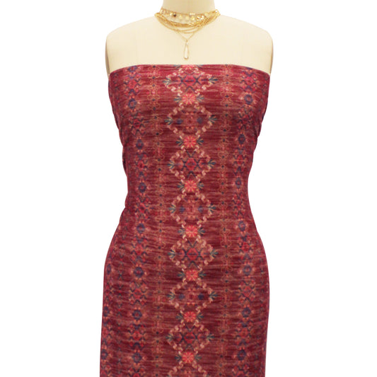 DP-33-596-RUBY-AQUA-PRINTED FRENCH TERRY LOOP 65% RAYON 35% POLY SLUB FLEECE