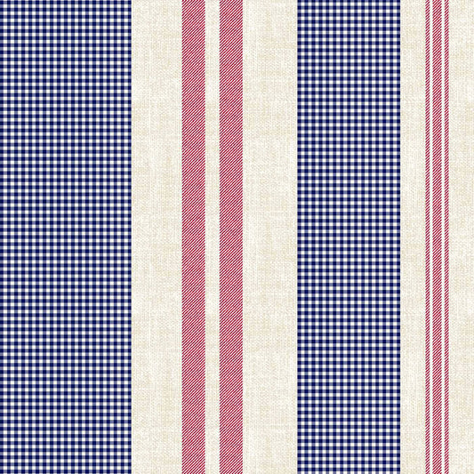 DP-799-734-NAVY-RED - PRINT WOOL PEACH 100% POLYESTER