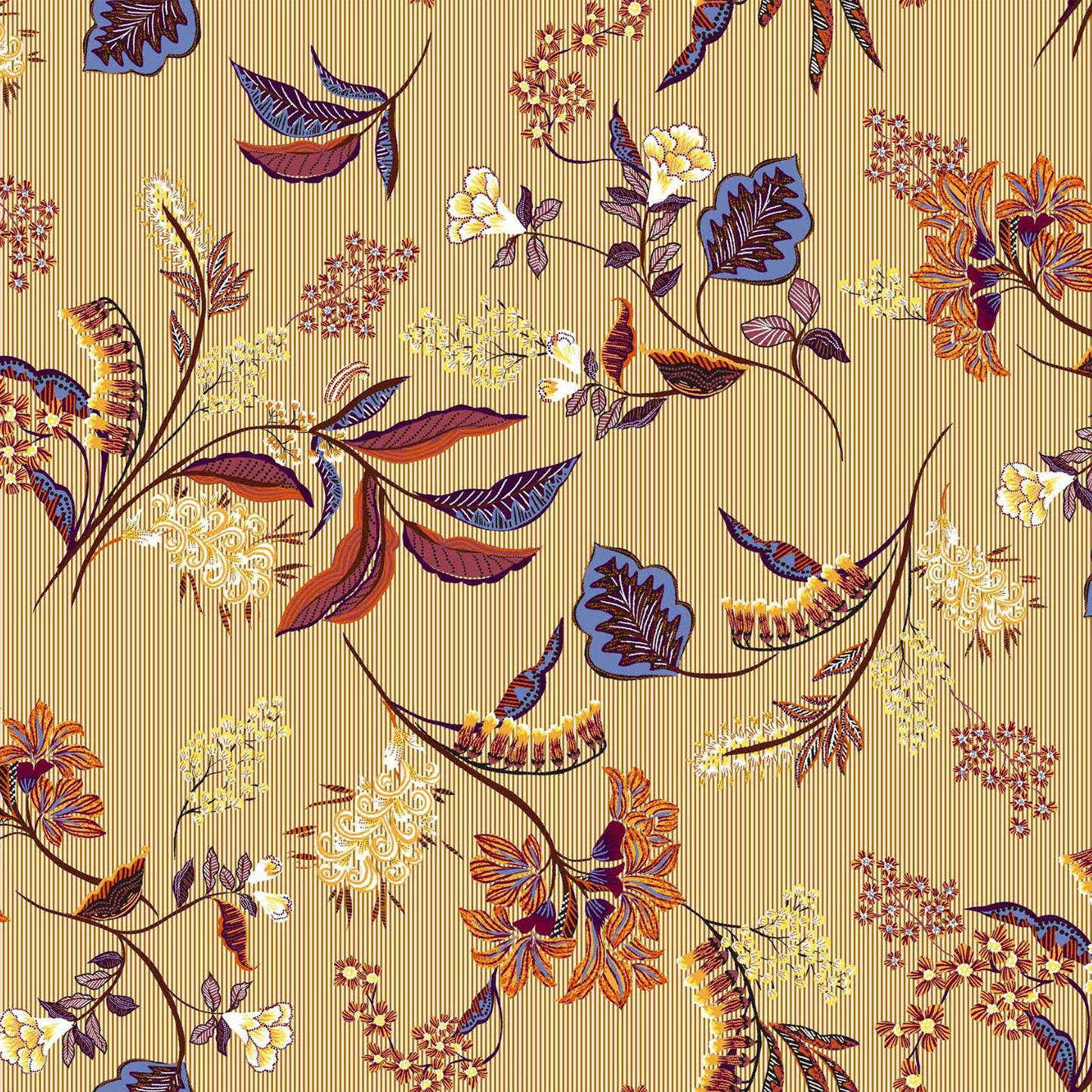 DP-802-586-MUSTARD-TANGERINE - PRINTED CREPE CHIFFON 97% POLY 3% SPANDEX