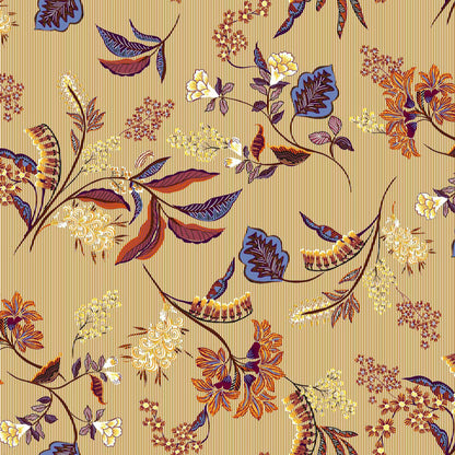 DP-802-586-MUSTARD-TANGERINE - PRINTED CREPE CHIFFON 97% POLY 3% SPANDEX