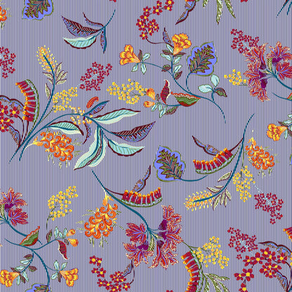 DP-802-586-NAVY-BURTNT-ORANGE - PRINTED CREPE CHIFFON 97% POLY 3% SPANDEX