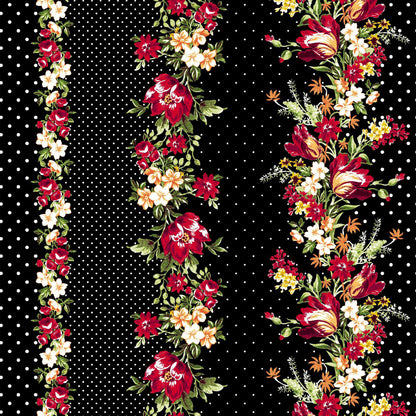 DP-818-586-BLACK-RED - PRINTED CREPE CHIFFON 97% POLY 3% SPANDEX
