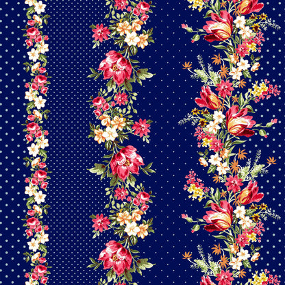 DP-818-586-NAVY-GUAVA - PRINTED CREPE CHIFFON 97% POLY 3% SPANDEX
