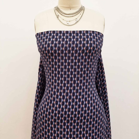 DP-826-586-NAVY-APRICOT - PRINTED CREPE CHIFFON 97% POLY 3% SPANDEX