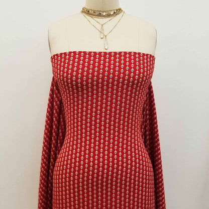 DP-828-586-RED-COBALT - PRINTED CREPE CHIFFON 97% POLY 3% SPANDEX