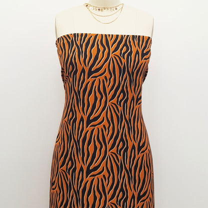 DP-844-586-BURNT-ORANGE-BLACK - PRINTED CREPE CHIFFON 97% POLY 3% SPANDEX