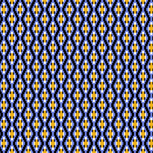 DP-854-586-BLUE-GOLD - PRINTED CREPE CHIFFON 97% POLY 3% SPANDEX
