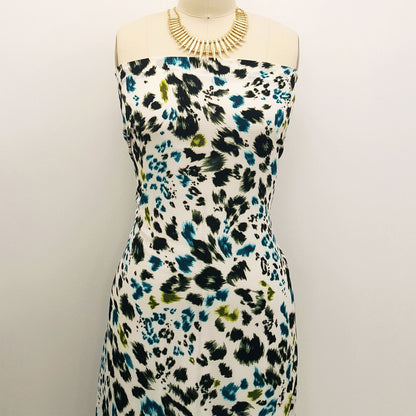 DP-863-586-OFFWHITE-TURQUOISE - PRINTED CREPE CHIFFON 97% POLY 3% SPANDEX
