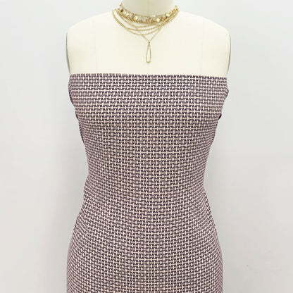 DP-880-504-DUSTY-PINK-NAVY - PRINTED WOOL DOBBY 100% POLYESTER