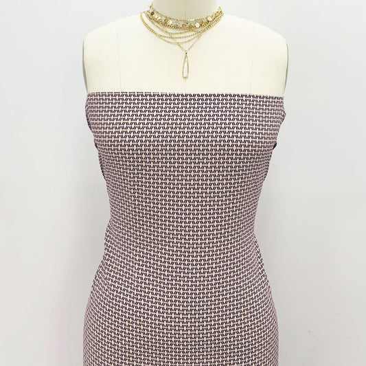 DP-880-504-DUSTY-PINK-NAVY - PRINTED WOOL DOBBY 100% POLYESTER